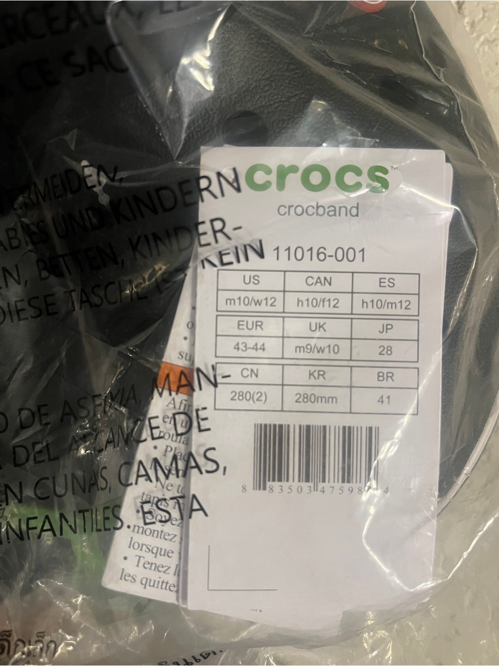 CROCS Classic Clog in Black with White Trim - Picture 4 of 5